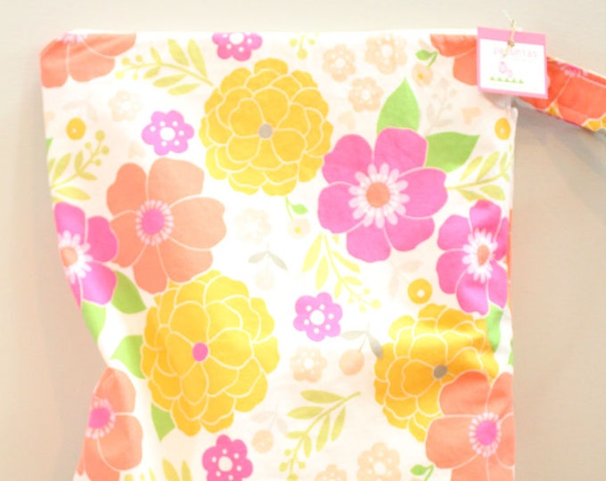 Extra Large Wet Bag | XL Wetbag for Cloth Diapers, Swim Gear, Travel, or Gym | The Icky Bag XL by PETUNIAS | Pink Floral