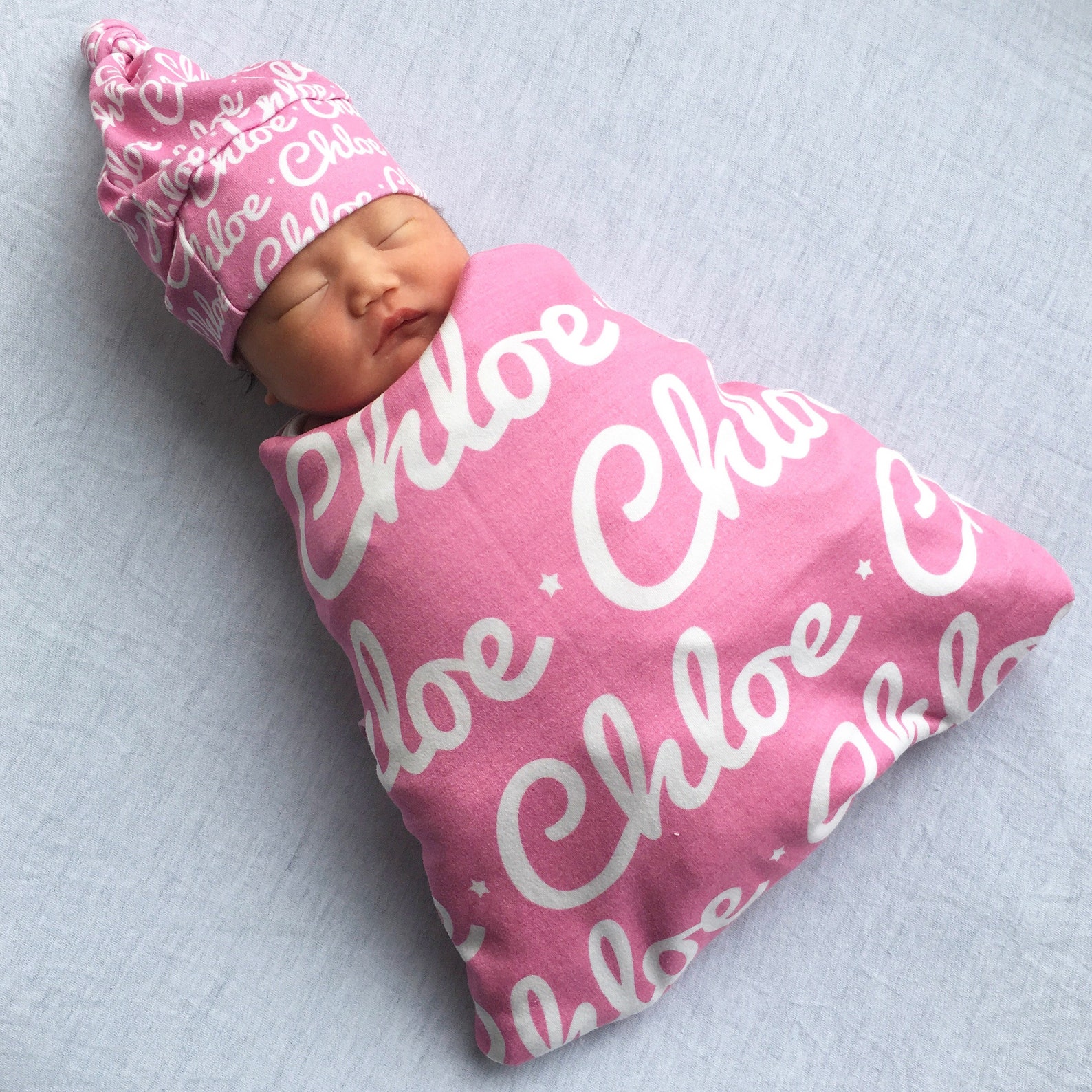Personalized Baby Swaddle Blanket And/or Knot Hat PETUNIAS Etsy