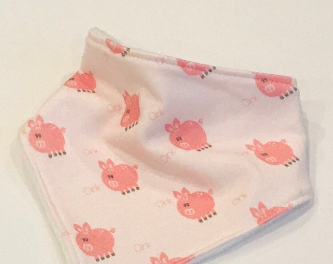 baby bib toddler bandana bandanna bib teething bib drool bib baby shower gift coral pink bird adjustable snap absorbent child bib