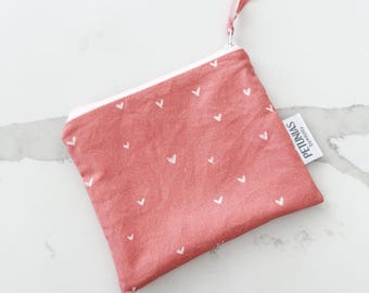 Mini Wet Bag | Heart Print Reusable Pouch, Travel Organizer