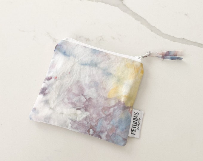 The ICKY Bag - mini wetbag zipper pouch - PETUNIAS by Kelly - hand dyed - one of a kind