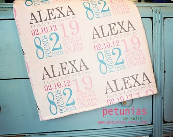 Personalized Minky Baby Blanket: Custom Birth Stats Keepsake