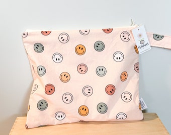 The ICKY Bag - wetbag - PETUNIAS by Kelly - Indie Designer Fabric Series - blush smile