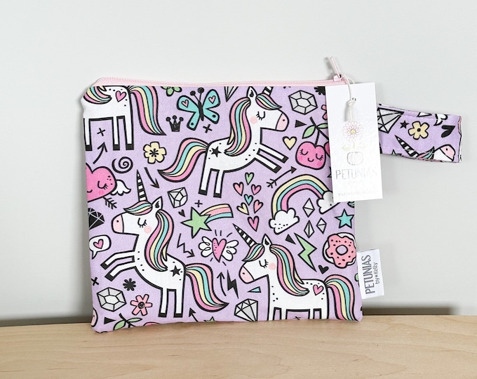 Small Wet Bag for Everyday Use | Reusable Wetbag for Cloth Diapers, Travel, Swim, Makeup & Toiletries | Eco-Friendly Storage | Unicorn