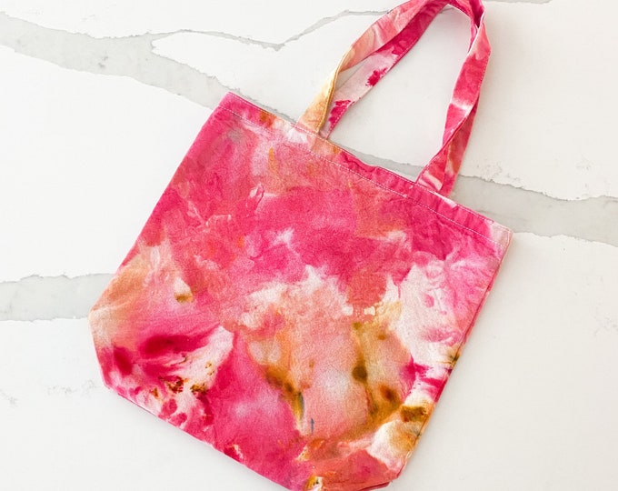 Tote bag - hand dyed - PETUNIAS by Kelly - one of a kind ice dye tie dye