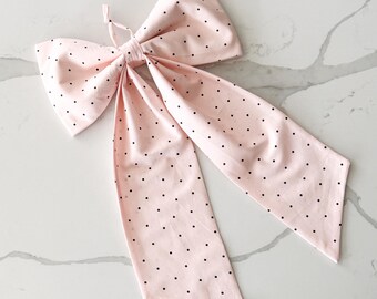 Handmade Pink Polka Dot Fabric Bow Nursery Wall Hanging (17"x11")