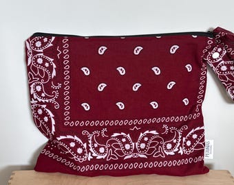 Bandana Bag | Waterproof Wet Bag | Paisley Print | Reusable Diaper, Swim & Gym Bag | Zip Pouch | Cosmetic Bag | Travel Accessory
