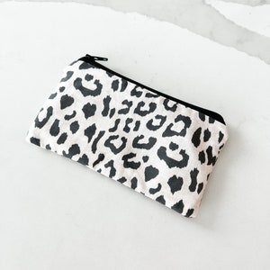 Mini zipper pouch PETUNIAS by Kelly Indie Designer Fabric Series charcoal leopard image 2