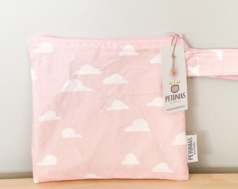 Small Wet Bag for Everyday Use | Reusable Wetbag for Cloth Diapers, Travel, Swim, Makeup & Toiletries | Eco-Friendly Storage | Blush Cloud