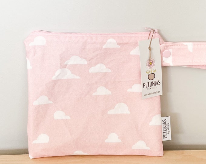Small Wet Bag for Everyday Use | Reusable Wetbag for Cloth Diapers, Travel, Swim, Makeup & Toiletries | Eco-Friendly Storage | Blush Cloud