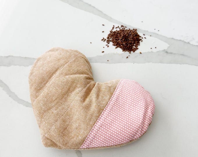 Weighted Heart Eye Mask, Heat Pad, Heat Pack, Flax Rice Blend, Microwavable & Freezable, Hot Cold Therapy, Optional Lavender, Gift for Mom