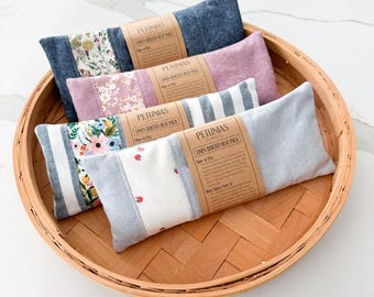 Quilted Linen Weighted Eye Pillow: Hot Cold Therapy, Lavender Scent