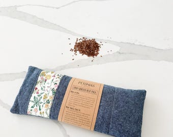 Personalized Linen Eye Pillow: Quilted Heat Pack with Flaxseed & Lavender
