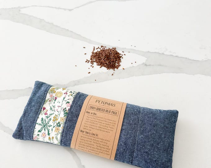 Personalized Weighted Eye Pillow, Microwavable Heat Pack, Linen Quilted Washable Cover, Flaxseed Rice Blend, Hot Cold Therapy, Lavender Gift