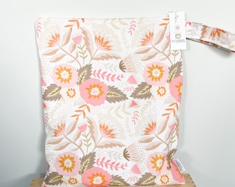 Extra Large Wet Bag | XL Wetbag for Cloth Diapers, Swim Gear, Travel, or Gym | The Icky Bag XL by PETUNIAS | Blush Floral Fabric