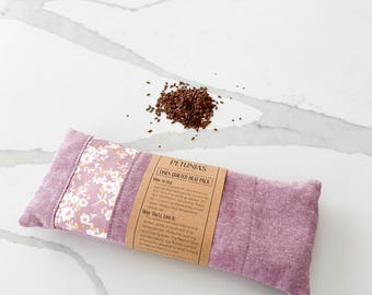 Weighted Eye Pillow, Microwavable Heat Pad, Flax Rice Heat Pack, Washable Cover, Hot Cold Therapy, Lavender, Mother’s Day Gift, Eye Mask
