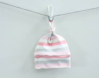 Baby Hat stripe Organic knot PETUNIAS hipster modern newborn baby shower gift photography prop hospital outfit accessory neutral girl boy