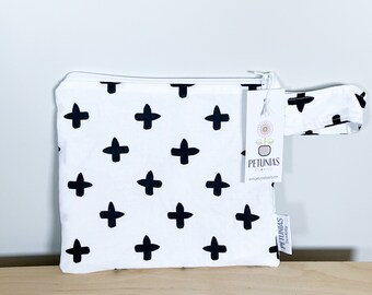 Small Wet Bag for Everyday Use | Reusable Wetbag for Cloth Diapers, Travel, Swim, Makeup & Toiletries | Eco-Friendly Storage | Black Cross