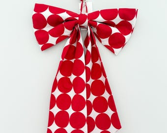 Bow | Medium Decorative Fabric Bow | Cute Home Decor Bow for Girls & Women | Hanging Wall or Door Bow | Valentine’s Day | Red