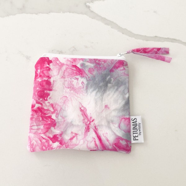 The ICKY Bag - mini wetbag zipper pouch - PETUNIAS by Kelly - hand dyed - one of a kind