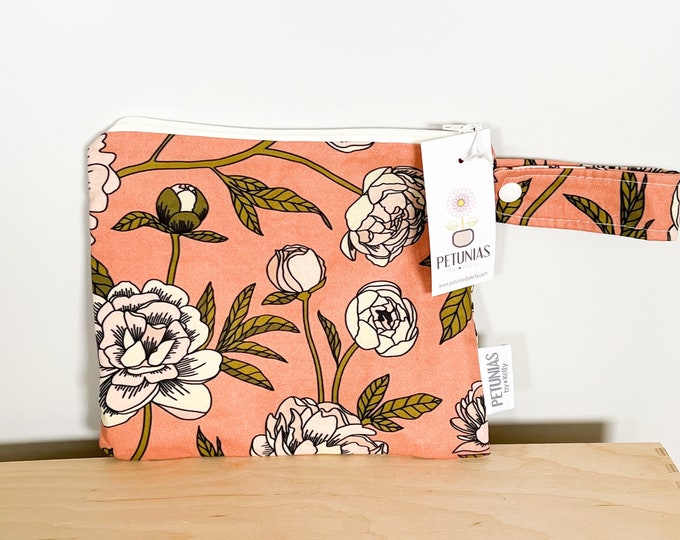 The ICKY Bag petite - wetbag - PETUNIAS by Kelly - Indie Designer Fabric Series - terracotta floral