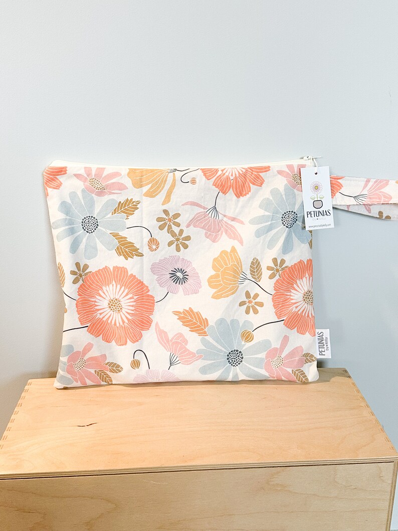 The ICKY Bag wetbag PETUNIAS by Kelly Indie Designer Fabric Series fall pastel floral image 1