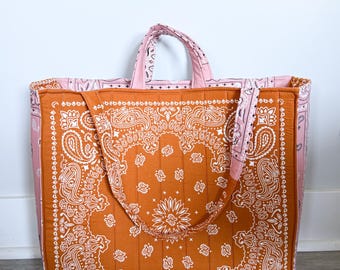 Bandana Bag Tote Large, Oversized Western Tote Bag, Cowgirl Carryall, Large Shoulder Bag, Country style, Everyday Bag, Gift, Paisley