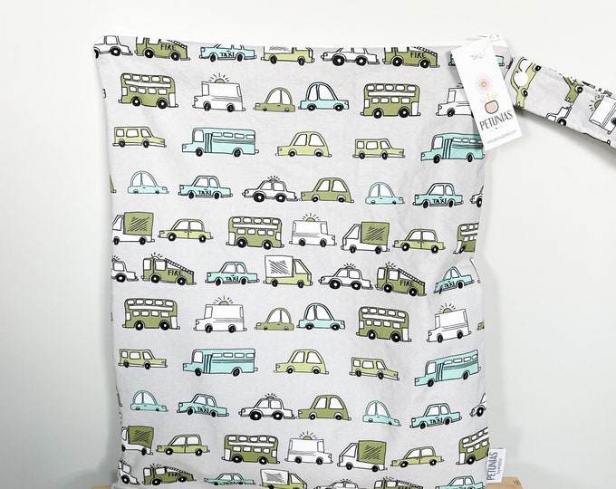 Extra Large Wet Bag | XL Wetbag for Cloth Diapers, Swim Gear, Travel, or Gym | The Icky Bag XL by PETUNIAS | Nuetral Car Fabric