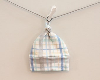 SALE Baby Hat plaid Organic knot PETUNIAS hipster modern newborn baby shower gift photography prop hospital outfit accessory neutral  boy
