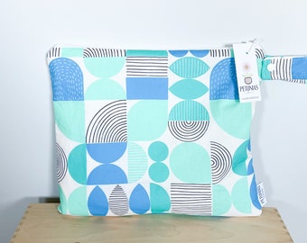 The ICKY Bag - wetbag - PETUNIAS by Kelly - Indie Designer Fabric Series - mod aqua