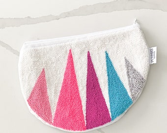 Punch Needle Clutch Zipper Pouch - Geometric Design