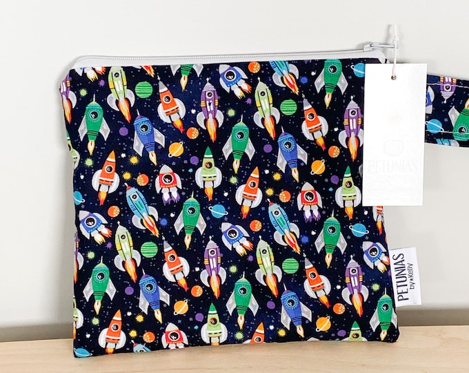 The ICKY Bag petite - wetbag - PETUNIAS by Kelly - spaceship SALE