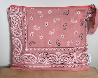 Bandana Bag | Waterproof Wet Bag | Paisley Print | Reusable Diaper, Swim & Gym Bag | Zip Pouch | Cosmetic Bag | Travel Accessory