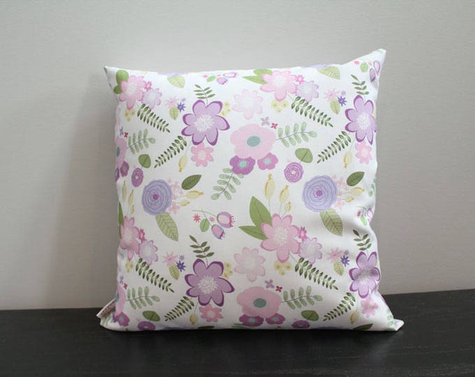 SALE Pillow cover lavender flower floral 18 inch 18x18 modern hipster accessory home decor nursery baby gift present zipper canvas