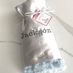 Personalized Baby Name Lovey Blanket | Custom Satin & Fluffy Security Blanket | Soft Newborn Keepsake | Baby Shower Gift | Baby Blanket