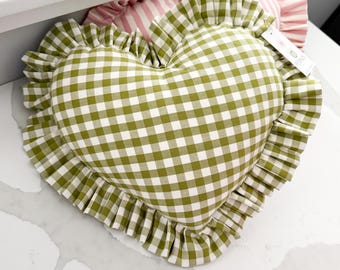 Ruffle Heart Pillow: Cottagecore coquette Room Decor - Girly Accent Cushion