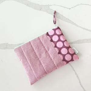 Quilted Makeup Bag | Large Puff Cosmetic Pouch | Travel Toiletry Organizer | Zipper Wet Bag | Gift for Her | Everyday Storage Bag | Mauve