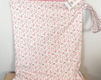 Extra Large Floral Wet Bag: Waterproof Reusable Cloth Diaper, Swim & Gym Bag