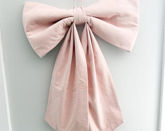 Large Blush Pink Fabric Bow | Decorative Hanging Wall Decor