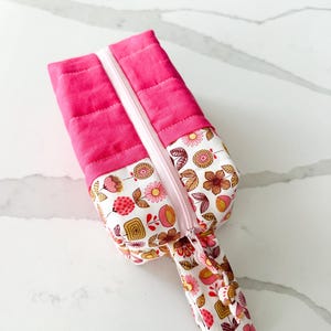Bolsa de cosméticos cuadrada acolchada / Bolsa de maquillaje tipo borla / Bolsa pequeña para artículos de tocador / Regalo para ella / Bolsa impermeable con cremallera / Bolsa organizadora de uso diario