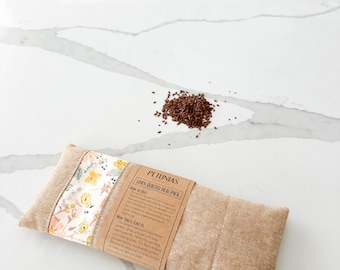 Personalized Linen Quilted Eye Pillow: Lavender Flaxseed Heat Pack