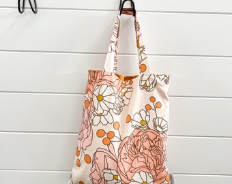 Take Along Tote Bag - PETUNIAS by Kelly - Indie Designer Fabric Series - neutral floral