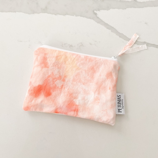 The ICKY Bag - mini wetbag zipper pouch - PETUNIAS by Kelly - hand dyed - one of a kind