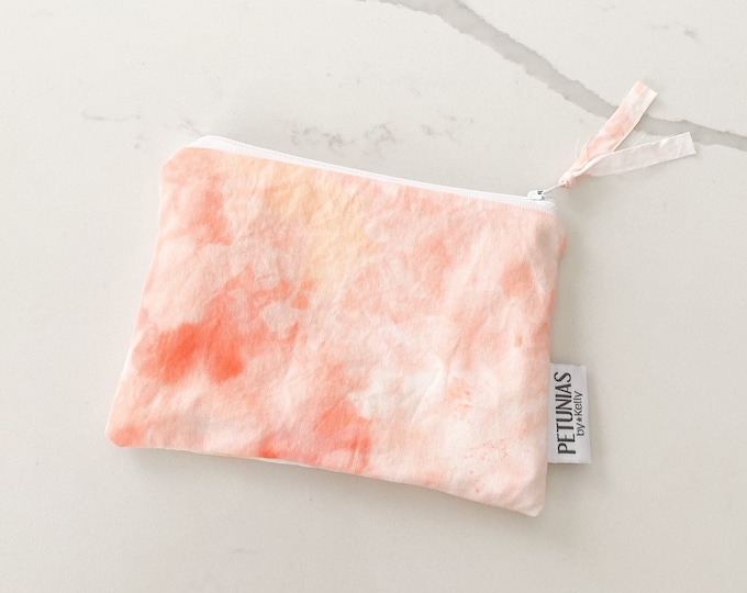 The ICKY Bag - mini wetbag zipper pouch - PETUNIAS by Kelly - hand dyed - one of a kind