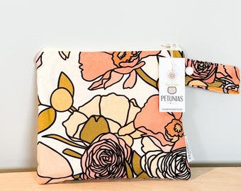 The ICKY Bag petite - wetbag - PETUNIAS by Kelly - Indie Designer Fabric Series - peach floral