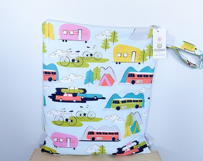Extra Large Wet Bag | XL Wetbag for Cloth Diapers, Swim Gear, Travel, or Gym | The Icky Bag XL by PETUNIAS | Retro Camp