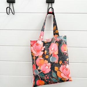 Take Along Tote Bag - PETUNIAS by Kelly - Indie Designer Fabric Series - midnight floral
