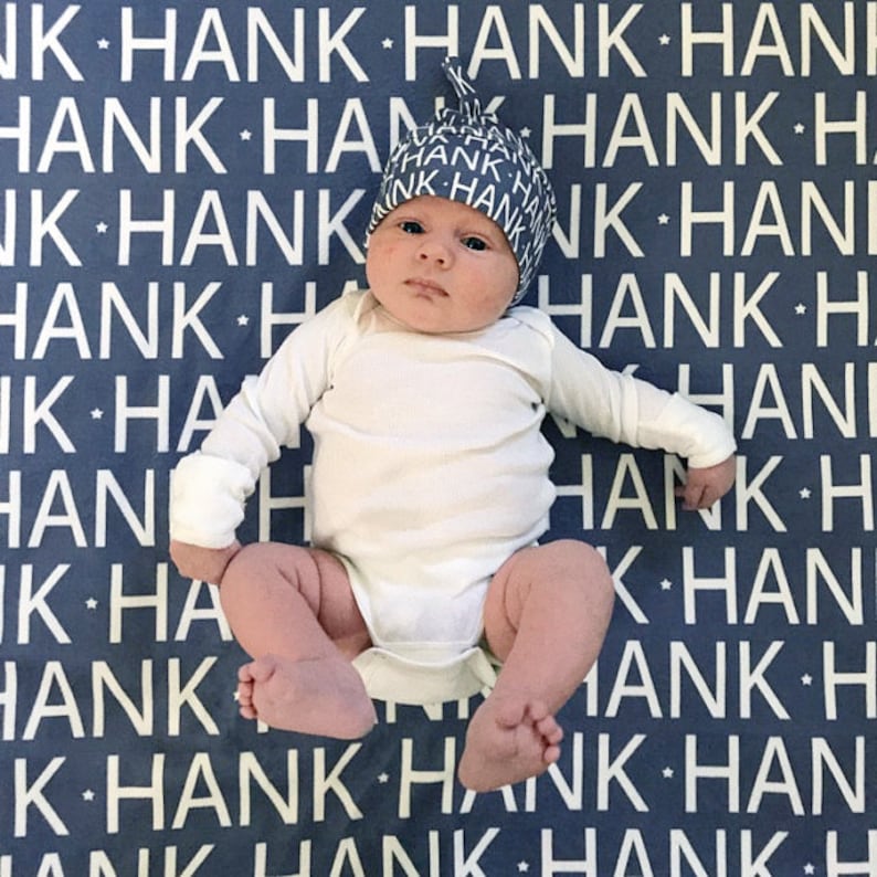 Name Blanket, Personalized Baby Gift, Baby Swaddle & Hat, Organic Newborn Blanket, Soft Baby Blanket, Custom Baby Gift, Newborn Essentials image 2