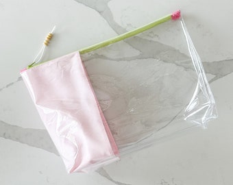 Handmade Clear Vinyl Pouch | Colorful Zipper Bag for Travel, Craft Storage, and Everyday Organization | Extra Large Bag