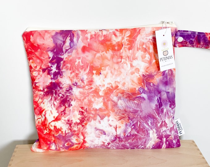 The ICKY Bag - wetbag - PETUNIAS by Kelly - hand dyed - one of a kind - SALE